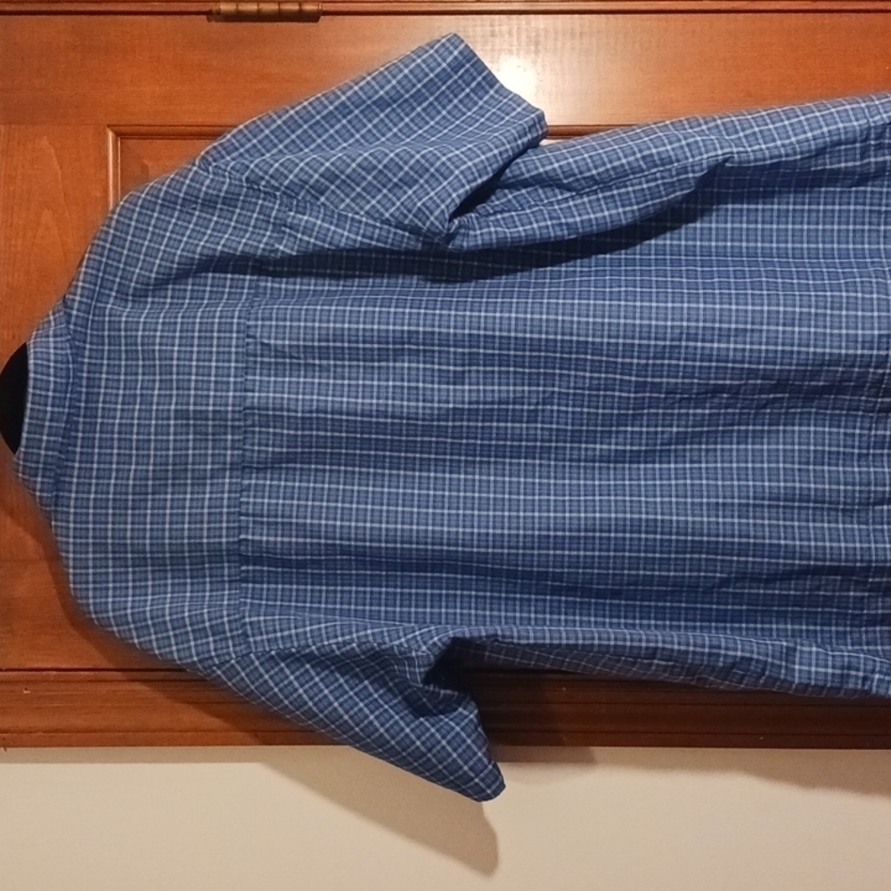LARGE Blue Checkered Arizona Jean Button Shirt Box 9 - Picture 3 of 4